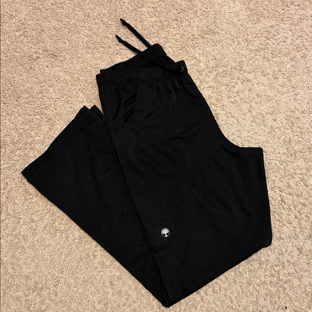 Healing Hands Black Scrub Top and Pants Set Large - Picture 2 of 5